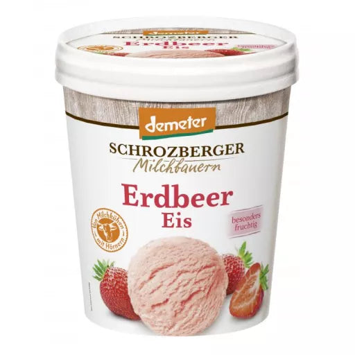 Biodynamisk Flødeis Jordbær - 500ML - Schrozberger