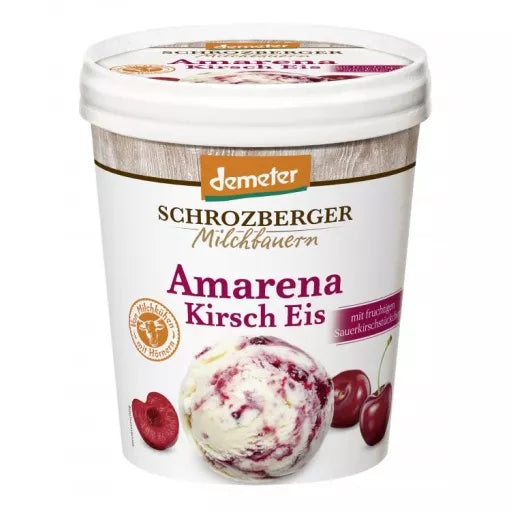 Biodynamisk Flødeis Amarena Kirsebær - 500ML - Schrozberger