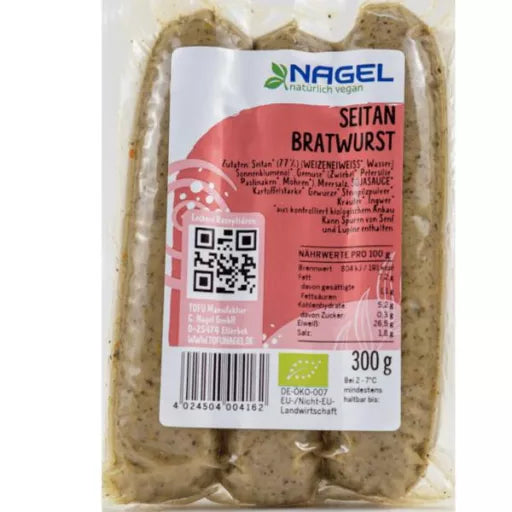 Økologisk Seitan Bratwurst - 300G - Tofumanufaktur Christian Nagel