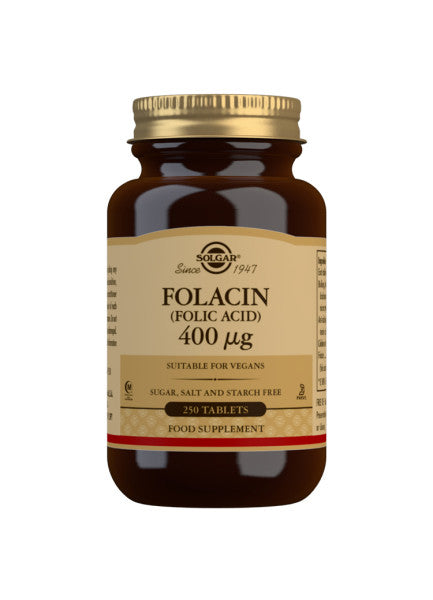 Folacin Folsyre B9 400μg - 250 Tabletter - Solgar