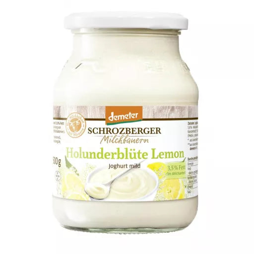 Biodynamisk Yoghurt Hyldeblomst & Citron 3,5% - 500ML - Schrozberger