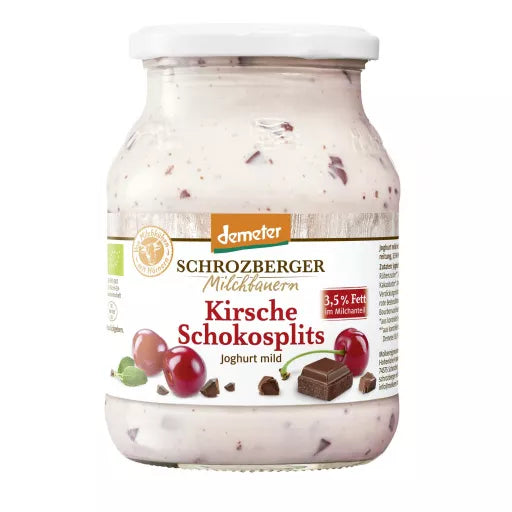 Biodynamisk Yoghurt Kirsebær & Chokolade Chips 3,5% - 500ML - Schrozberger