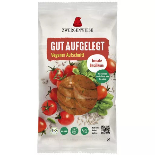 Økologisk Vegansk Pålæg Tomat & Basilikum - 100G - Zwergenwiese Streich