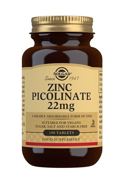 Zink Pikolinat 22mg - 100 Tabletter - Solgar