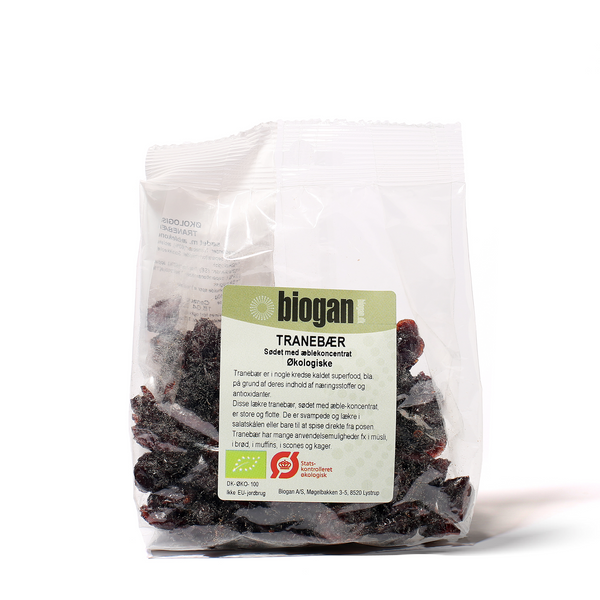 Økologiske Tørrede Tranebær med Æblekoncentrat - 150G - Biogan