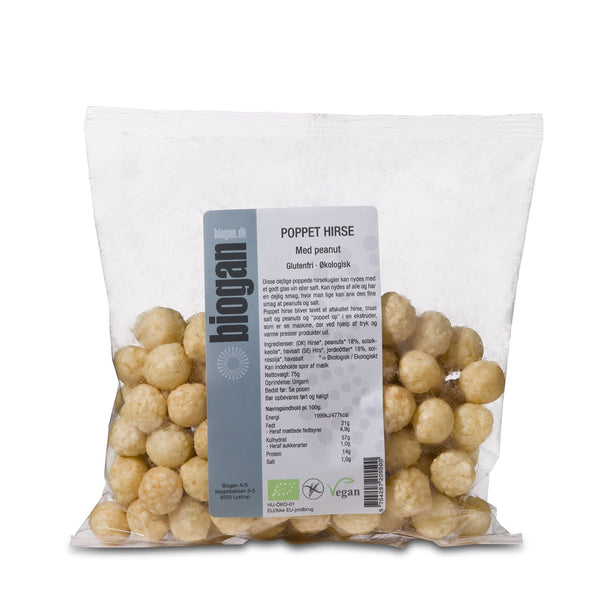Økologisk Glutenfri Hirse Pops Peanut - 75G - Biogan