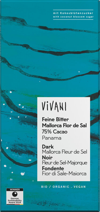 Økologisk Mørk Panama Chokolade med Fleur de Sel 75% - 80G - Vivani