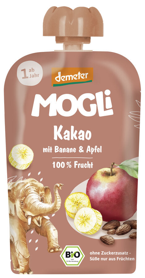 Biodynamisk Børne Sqeezee Kakao, Banan & Æble - 100G - Mogli