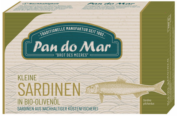 Små Sardiner i økologisk Olivenolie  - 120G - Pan Do Mar