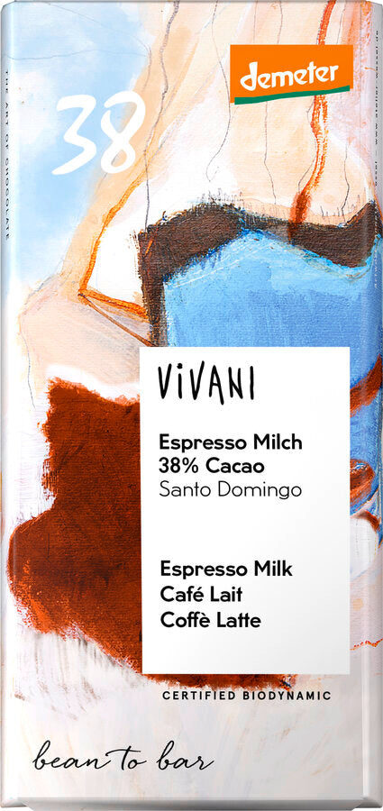 Biodynamisk Santo Domingo Espresso Mælkechokolade 38% - 90G - Vivani