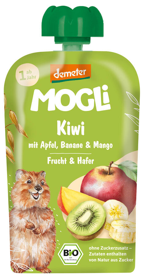 Biodynamisk Børne Sqeezee Kiwi, Æble, Banan & Mango - 100G - Mogli