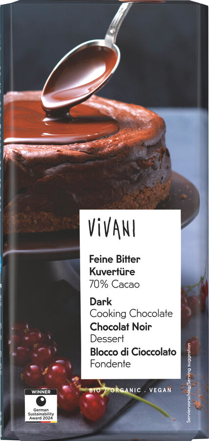 Økologisk Kouverture Mørk Overtrælschokolade  - 150G - Vivani