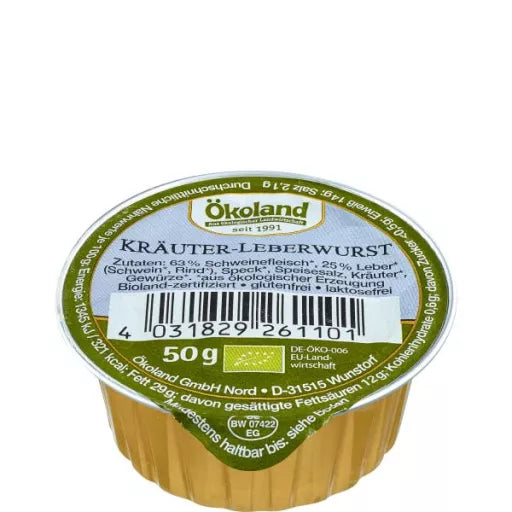 Økologisk Urte Leverpostej - Langtidsholdbar - 50G - Ökoland