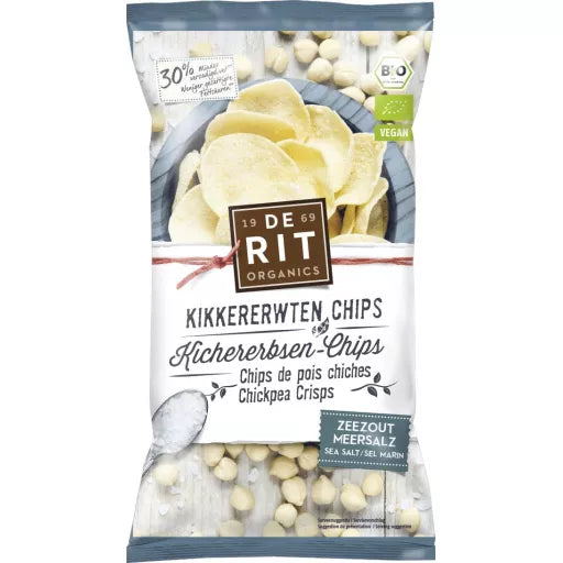 Økologiske Kikærtechips Havsalt - 75G - De Rit