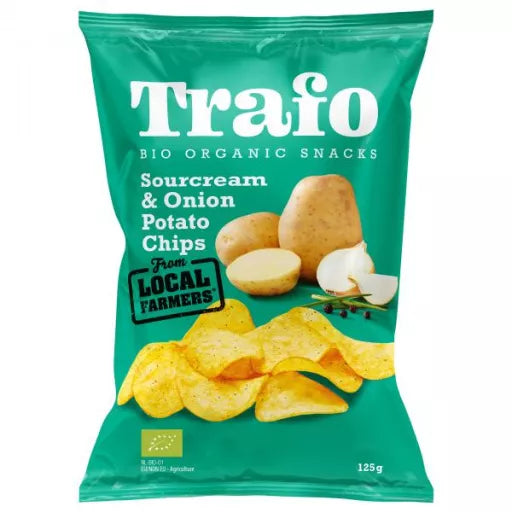 Økologiske Sour Cream & Onion Kartoffelchips - 125G - Trafo