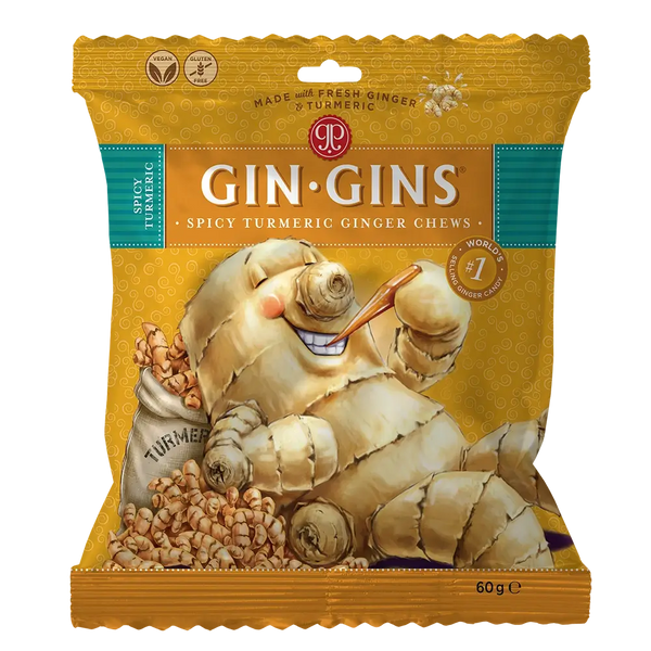 Ginger Chews Gin Gins Spicy Turmeric - 60G - Ginger People