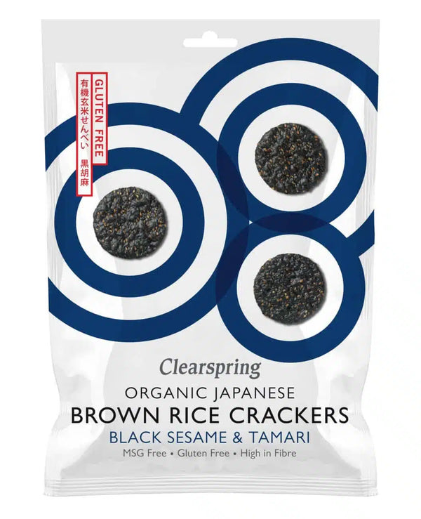 Økologisk Ris Crackers Sort Sesam - 40G - Clearspring