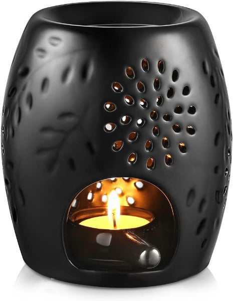 Klassisk Fyrfadslys Duftlampe -  Keramik - Sort