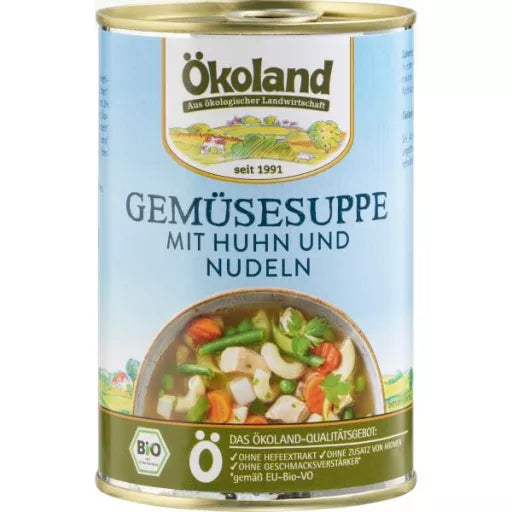 Økologisk Kyllingesuppe med Nudler - 400G - Ökoland