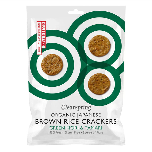 Økologisk Brune Ris Crackers Nori & Tamari - 40G - Clearspring