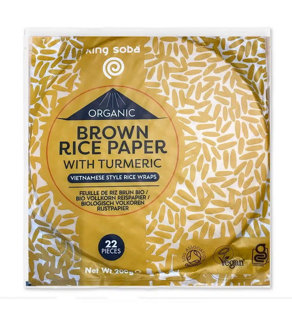 Økologisk Rispapir Brune Ris Med Gurkemeje - 200G/22Ark - King Soba