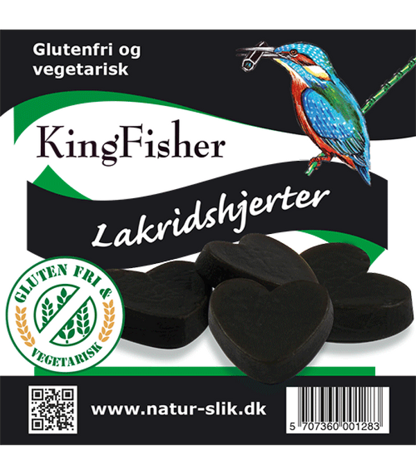 Glutenfri & Veganske Lakrids Hjerter  - 80G - King Fisher