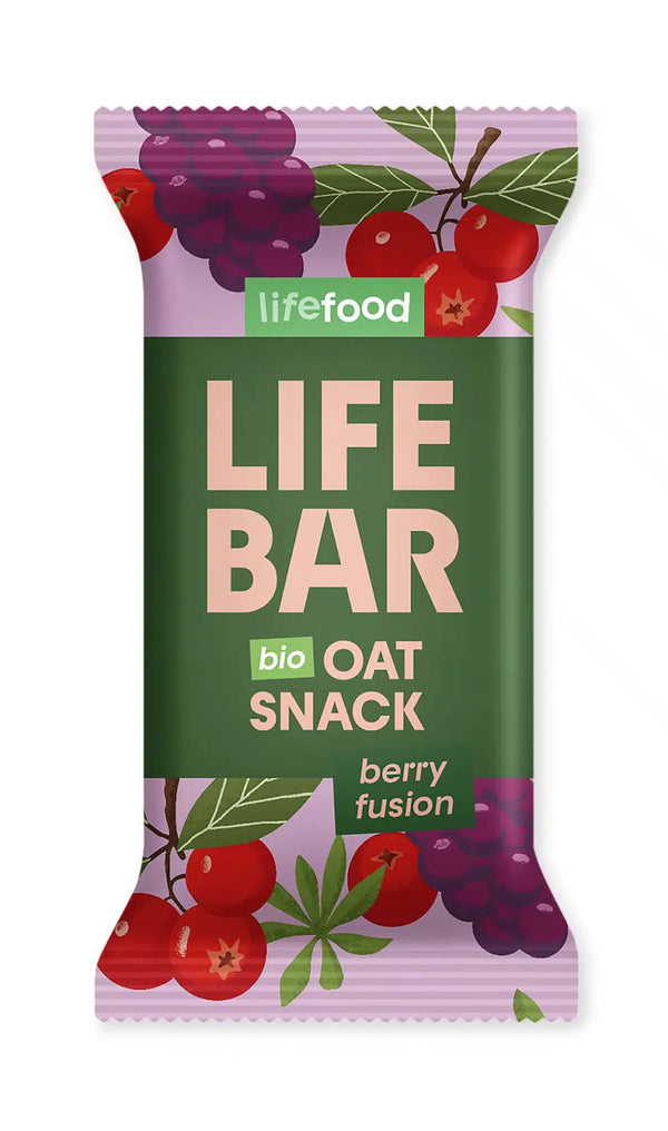 Økologisk Oat Snack Bar Berry Fusion - 40G - LifeFood