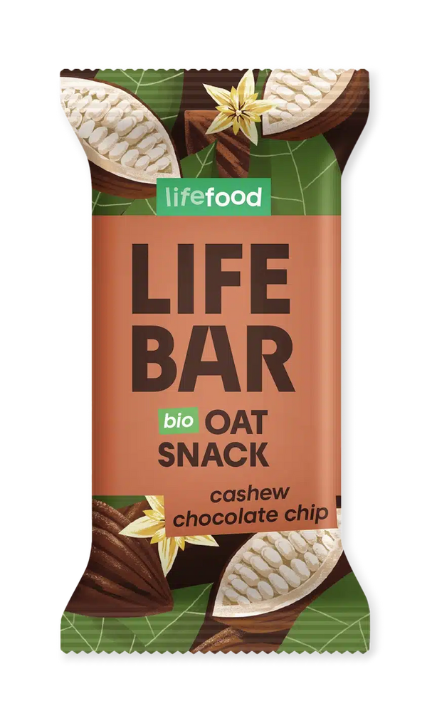 Økologisk Oat Snack Bar Cashew Chocolate Chip - 40G - LifeFood