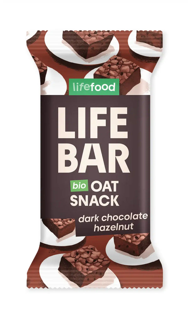 Økologisk Oat Snack Bar Dark Chocolate & Hazelnut - 40G - LifeFood