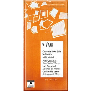 Økologisk Mælkechokolade med Karamel & Inka Salt - 80G - Vivani