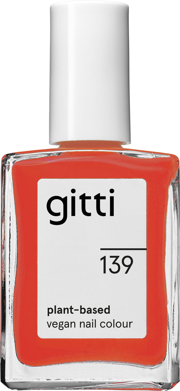 Plantebaseret Neglelak - Fiery Orange Red 139 - 15ML - Gitti Conscious Beauty