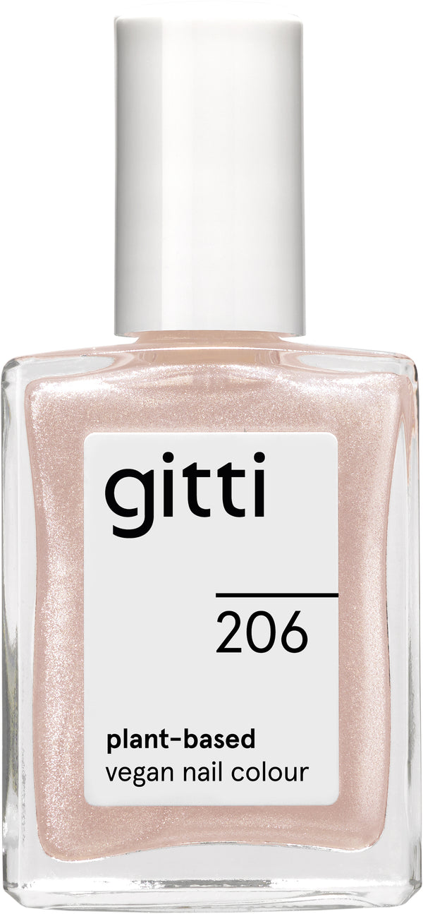 Plantebaseret Neglelak - Glitter Pink Gleam 206 - 15ML - Gitti Conscious Beauty