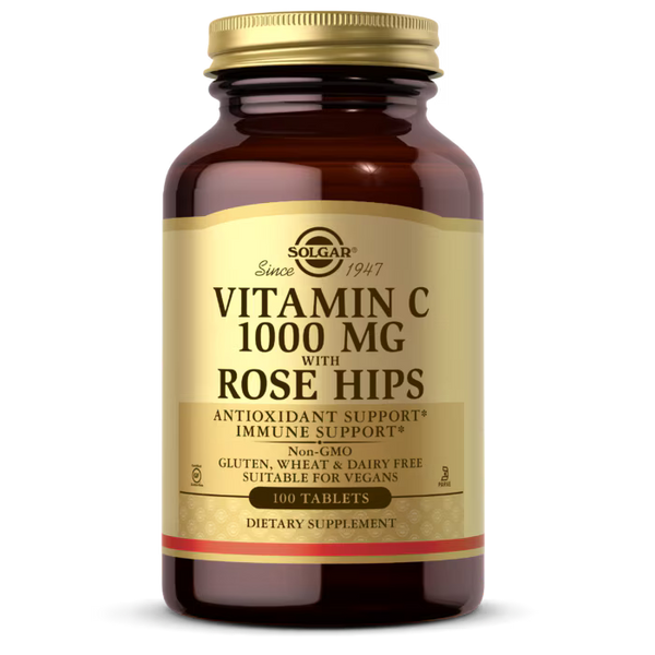 Vitamin C 1000mg med Hyben OBS! UDLØB 31 OKTOBER 2025 - 100 Tabletter - Solgar