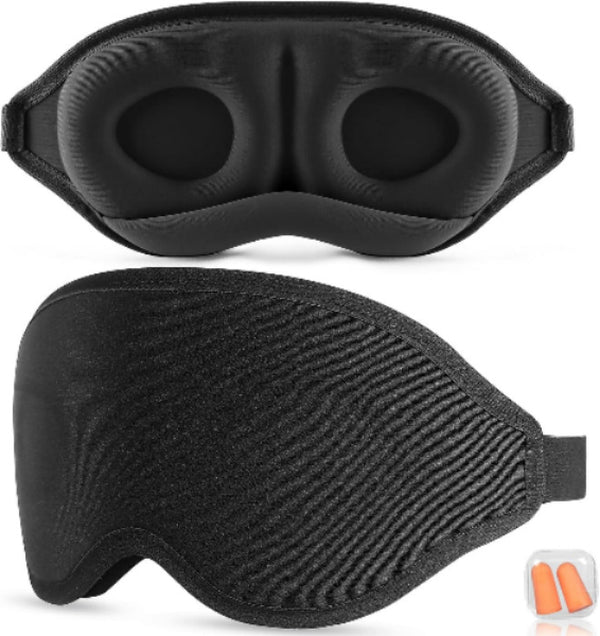 100% Lysblokerende Sovemaske - Memory Foam - Sort