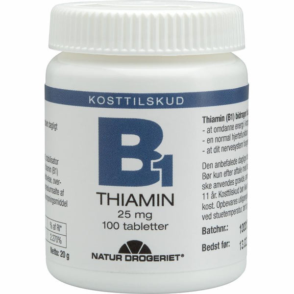 B1 Thiamin 25mg - 100 Tabletter - Natur-Drogeriet