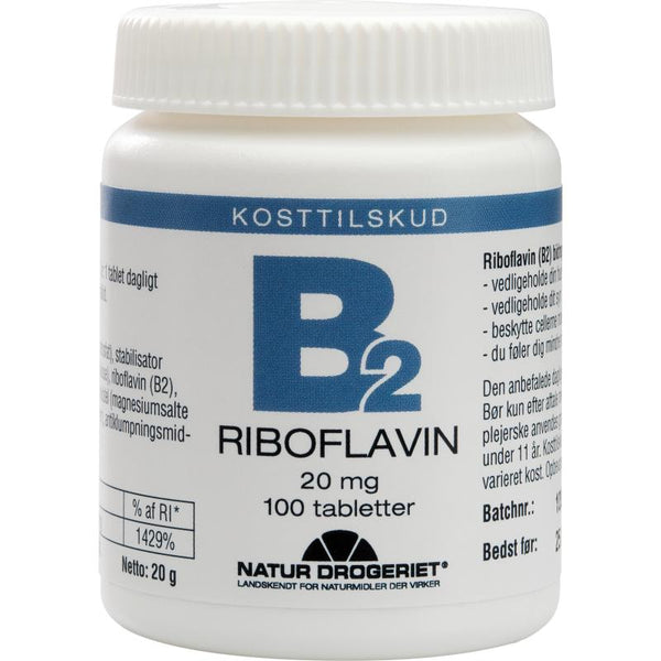 B2 Riboflavin 20mg - 100 Tabletter - Natur-Drogeriet