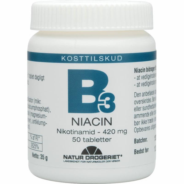B3 Niacin nikotinamid 420mg - 50 Tabletter - Natur-Drogeriet