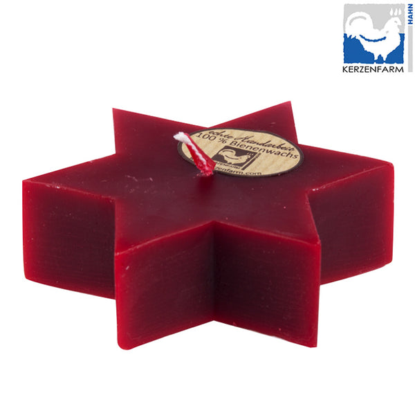 Bivoks Bloklys Rød Stjerne - 1 Stk - Kerzenfarm Hahn