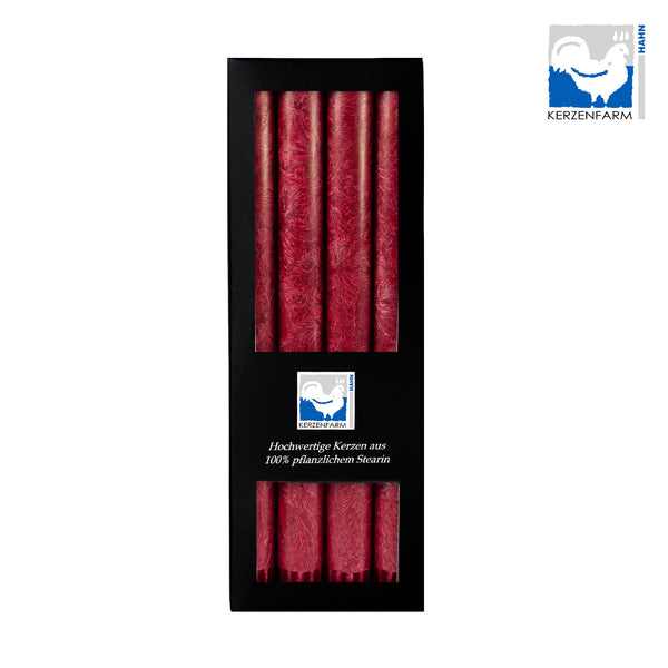 Stearin Kronelys Mørk Rød - 4 Stk - Kerzenfarm Hahn
