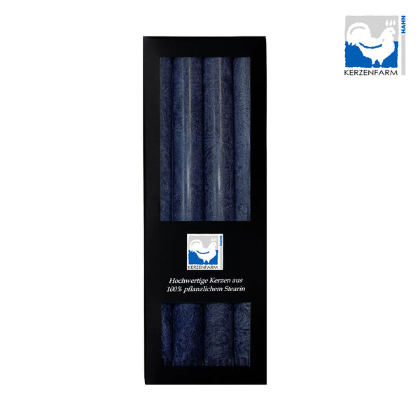 Stearin Kronelys Mørk Blå - 4 Stk - Kerzenfarm Hahn