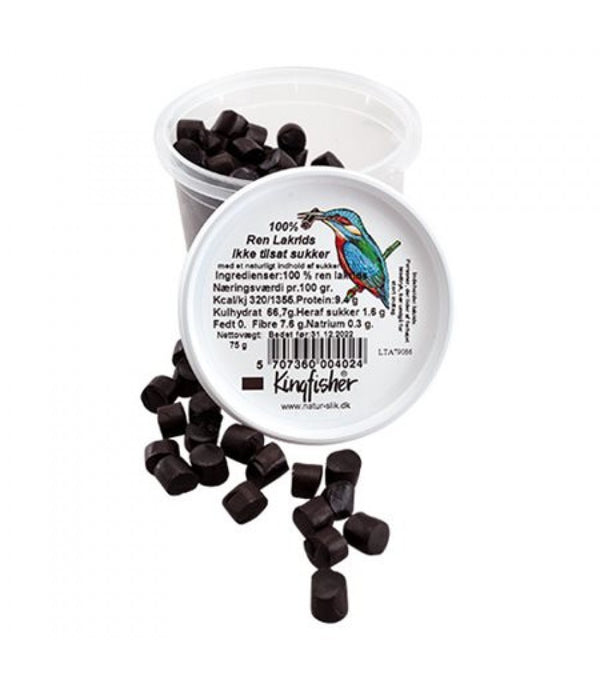 Økologisk Ren Lakrids Pastiller - 75G - King Fisher