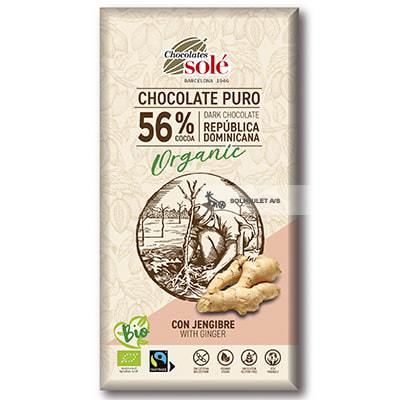 Økologisk Chokolade med Ingefær 56% - 100G - Chocolates Solé