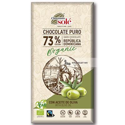 Økologisk Mørk Chokolade med Olivenolie 73% - 100G - Chocolates Solé