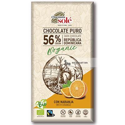 Økologisk Chokolade med Appelsin 56% - 100G - Chocolates Solé