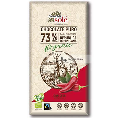 Økologisk Mørk Chokolade med Chili 73% - 100G - Chocolates Solé