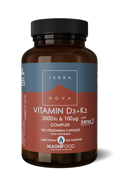 Vitamin D3 50 ug/Vitamin K 250 ug - 50 Kapsler - TerraNova